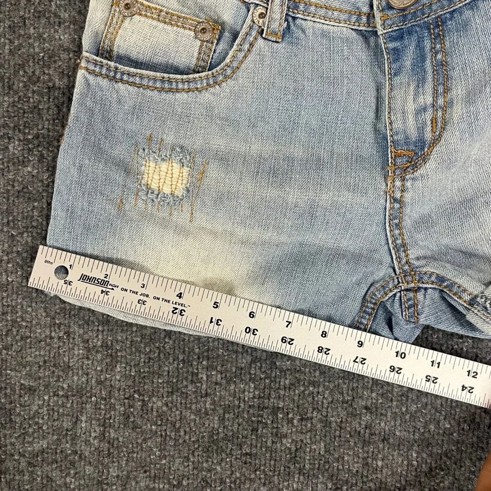 Justice Denim Shorts Girls Size 18R Light Wash Distressed Rolled Cuff Casual